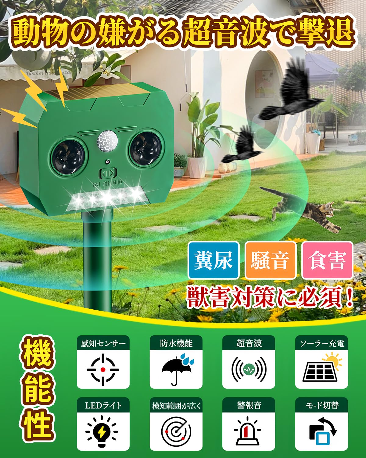 【楽天1位】【バッテリー増量】猫よけ対策 猫撃退 ネコよけ 害獣撃退 超音波 ソ Amazon.co.jp: 【2025新登場 】猫よけ対策 超音波 Lupsty ねこよけ